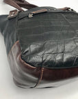 Stone Mountain Black Crocodile Embossed Leather Shoulder Bag