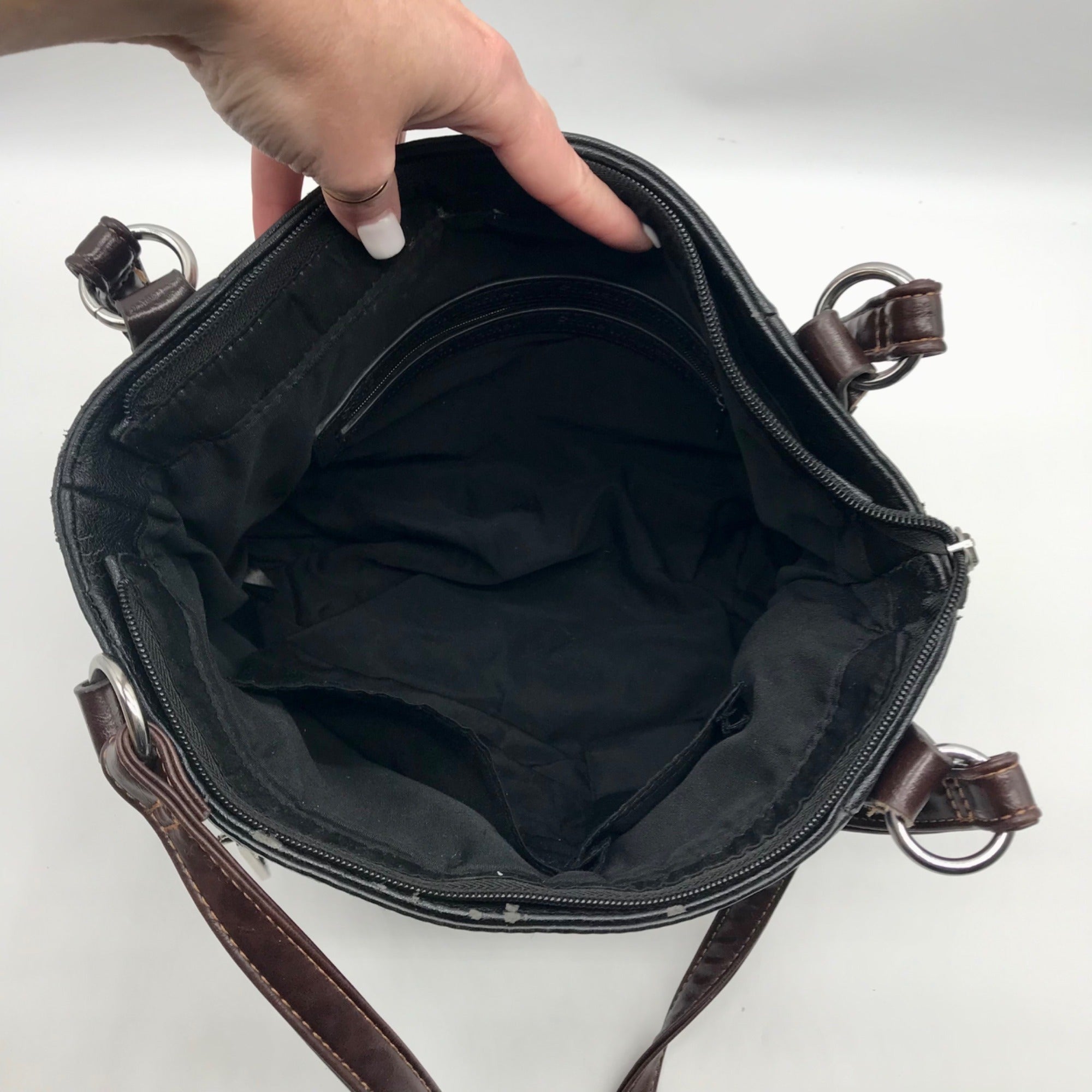 Stone Mountain Black Crocodile Embossed Leather Shoulder Bag