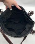 Stone Mountain Black Crocodile Embossed Leather Shoulder Bag