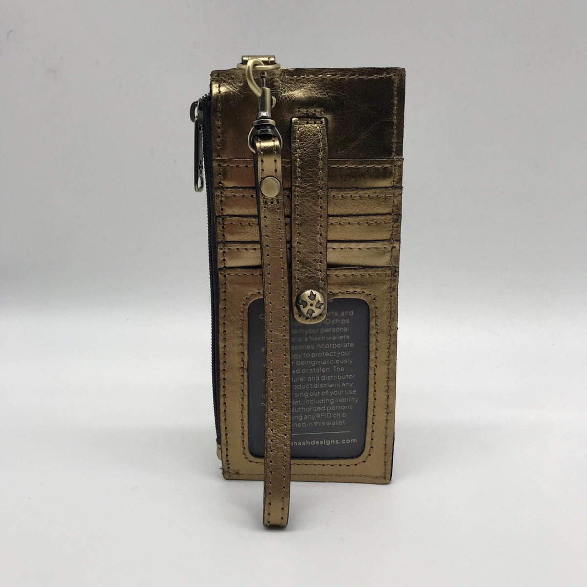 Patricia Nash Metallic Gold Leather Wristlet Wallet