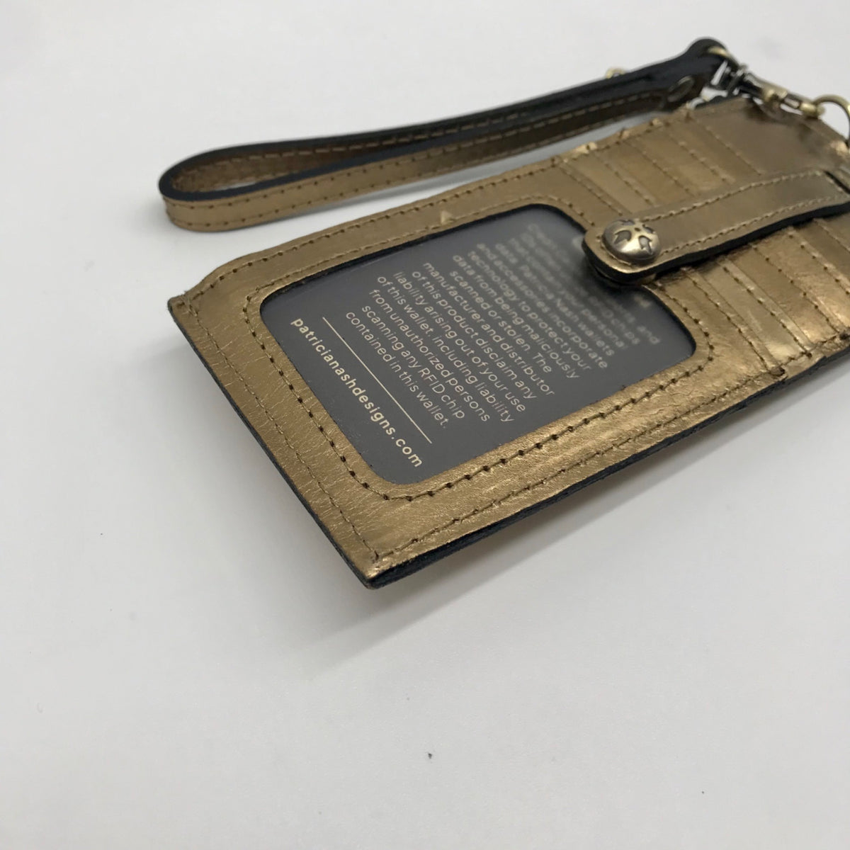 Patricia Nash Metallic Gold Leather Wristlet Wallet