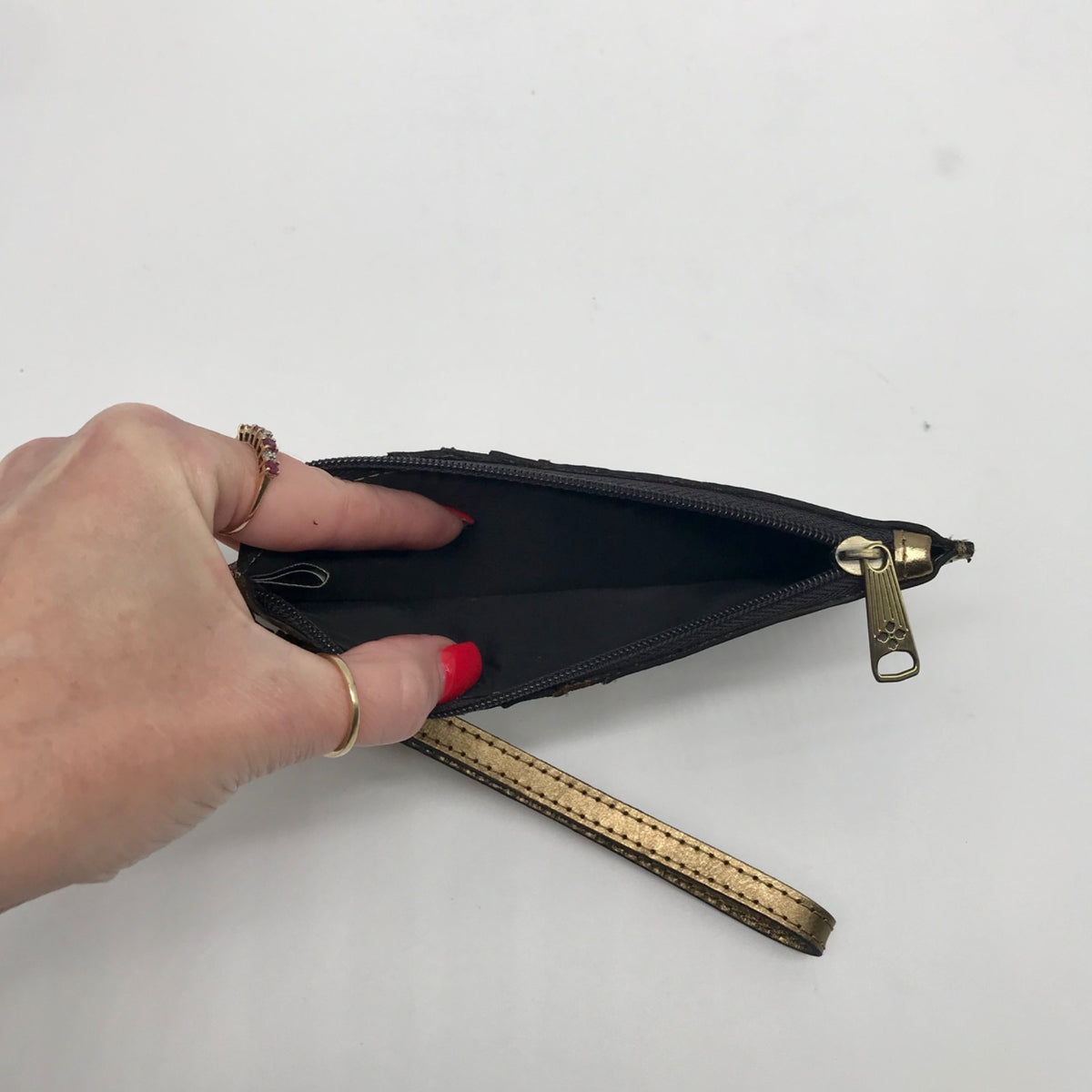 Patricia Nash Metallic Gold Leather Wristlet Wallet
