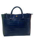 Tory Burch Croc Embossed Leather Colorblock Parker Tote