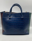 Tory Burch Croc Embossed Leather Colorblock Parker Tote