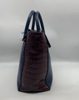 Tory Burch Croc Embossed Leather Colorblock Parker Tote