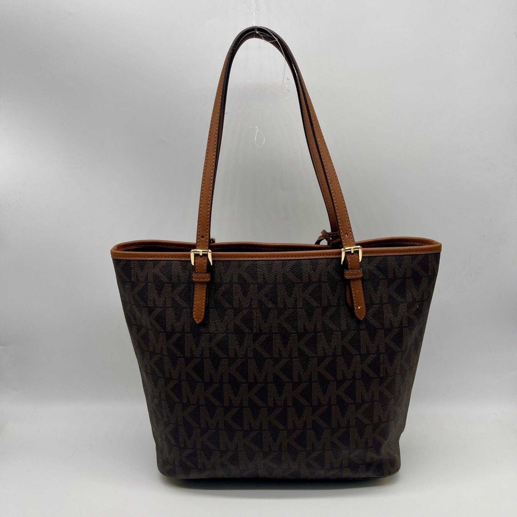 Michael Kors Jet Set Brown Logo-Print Coated Canvas Tote