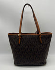 Michael Kors Jet Set Brown Logo-Print Coated Canvas Tote