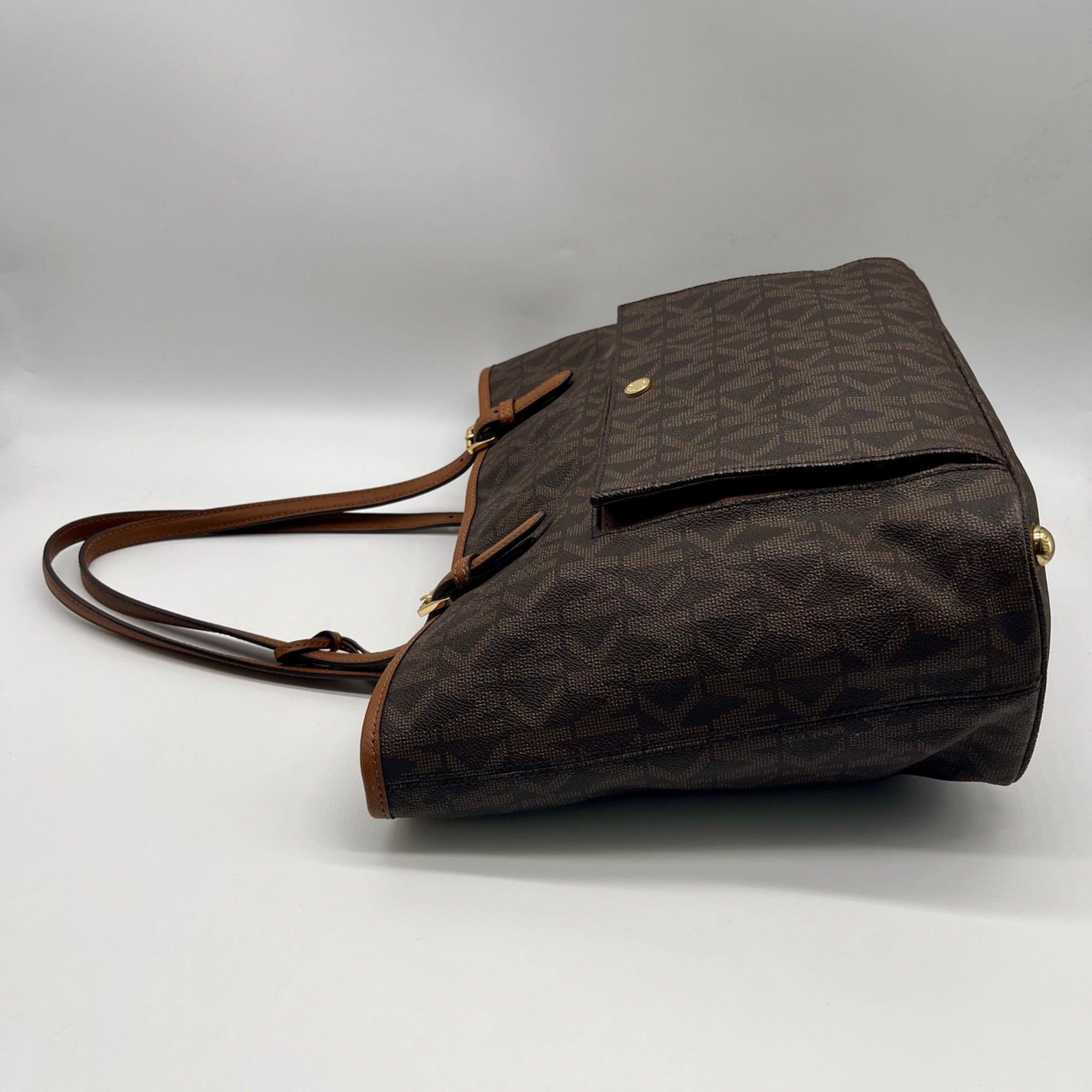 Michael Kors Jet Set Brown Logo-Print Coated Canvas Tote