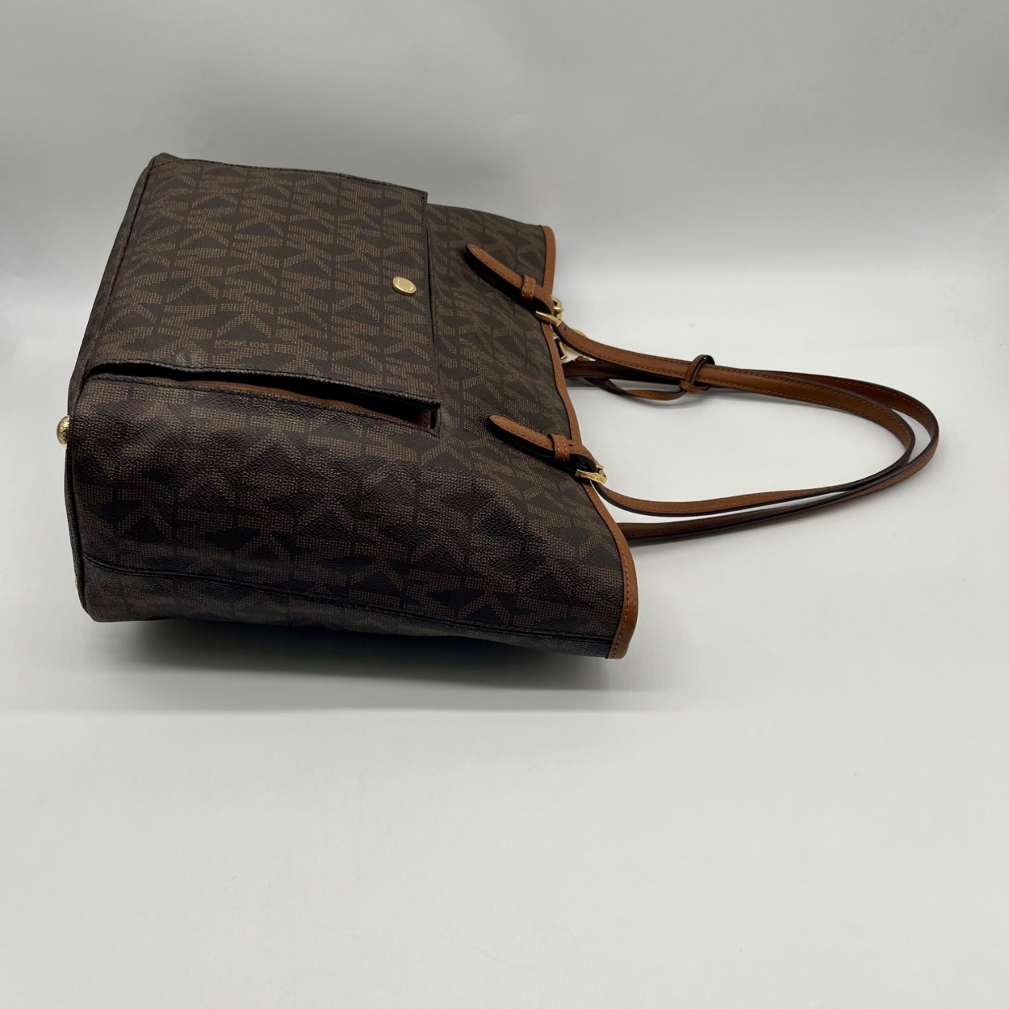Michael Kors Jet Set Brown Logo-Print Coated Canvas Tote
