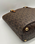 Michael Kors Jet Set Brown Logo-Print Coated Canvas Tote
