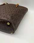 Michael Kors Jet Set Brown Logo-Print Coated Canvas Tote