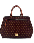 Dooney & Bourke Burgundy Monogram Coated Canvas Gretta Zip Satchel