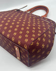 Dooney & Bourke Burgundy Monogram Coated Canvas Gretta Zip Satchel