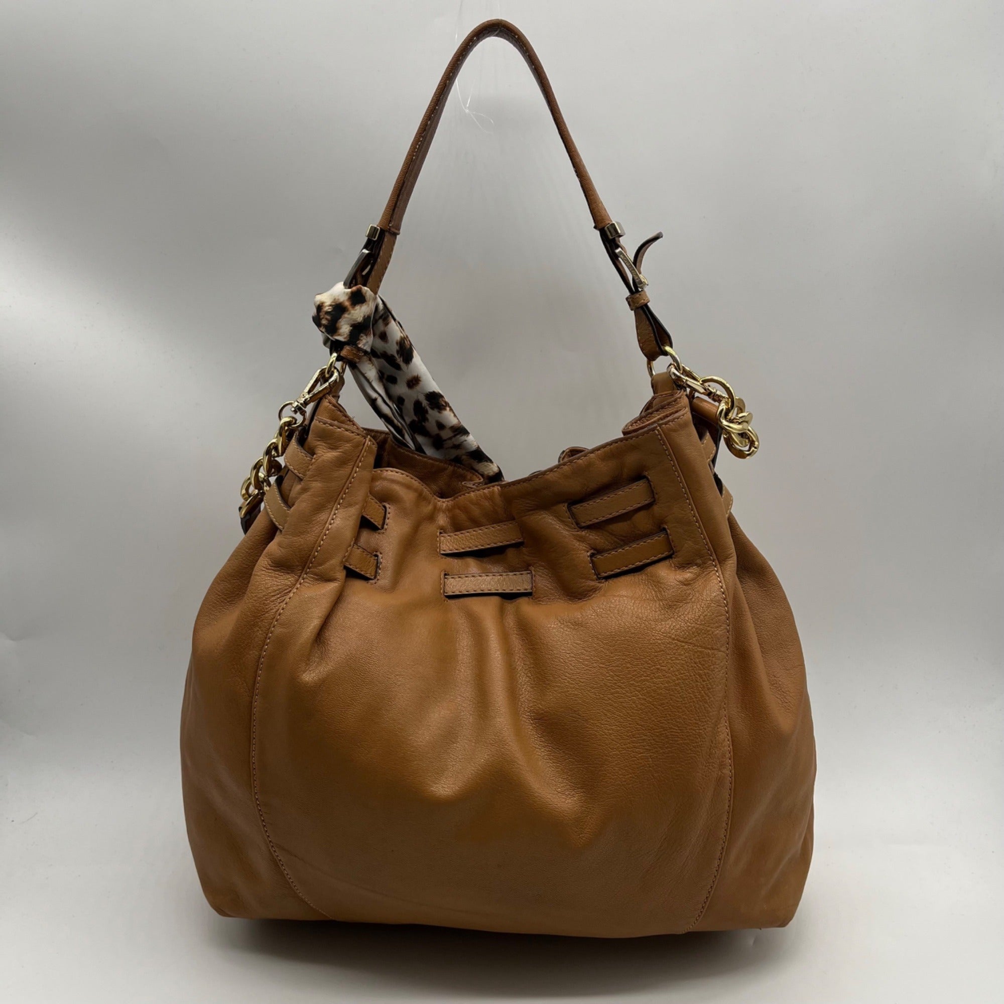 Michael Kors Brown Pebbled Leather Slouchy Shoulder Bag