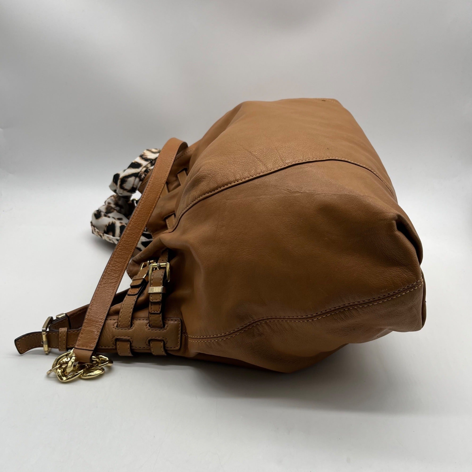 Michael Kors Brown Pebbled Leather Slouchy Shoulder Bag