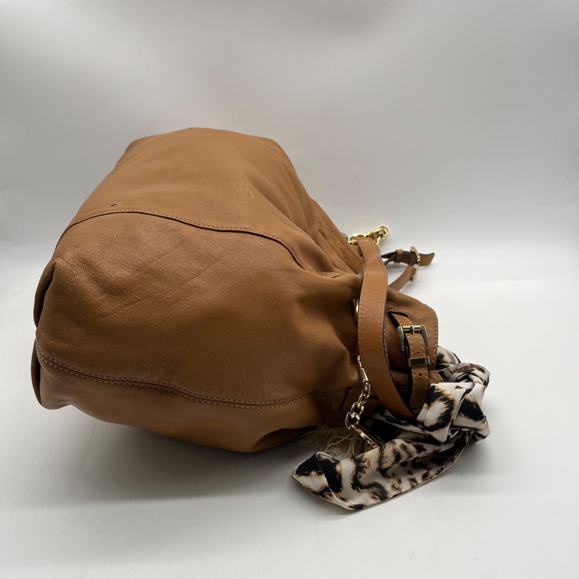 Michael Kors Brown Pebbled Leather Slouchy Shoulder Bag