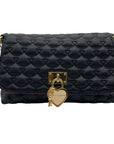 Betsy Johnson Black Quilted Hearts Design Shoulder Bag