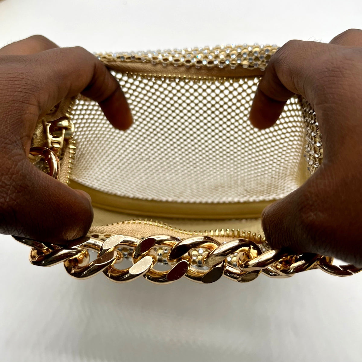 Nina Gold Mesh Mini Bag With Pouch
