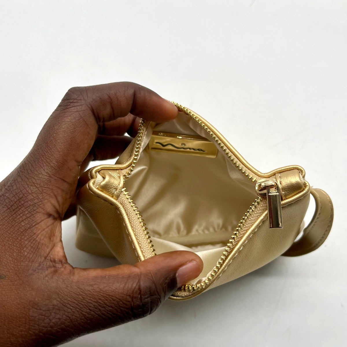 Nina Gold Mesh Mini Bag With Pouch