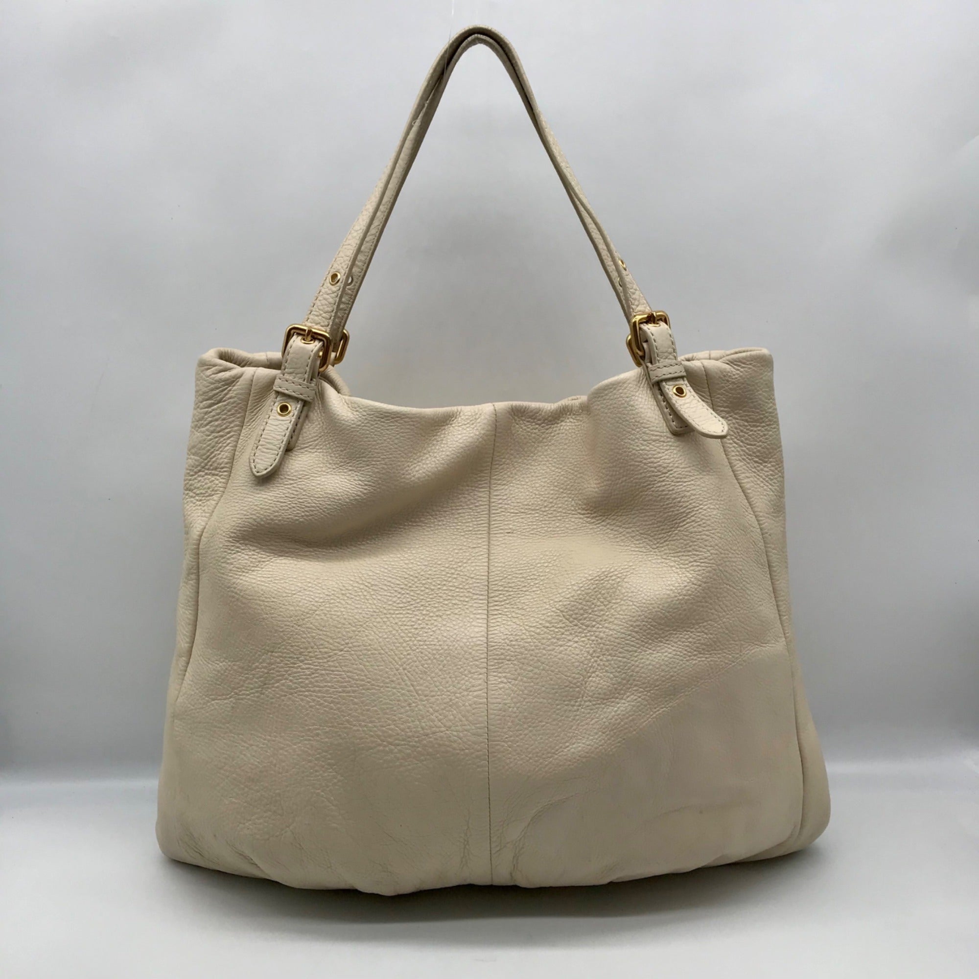 Marc Jacobs Ivory Pebbled Leather Workwear Shoulder Bag