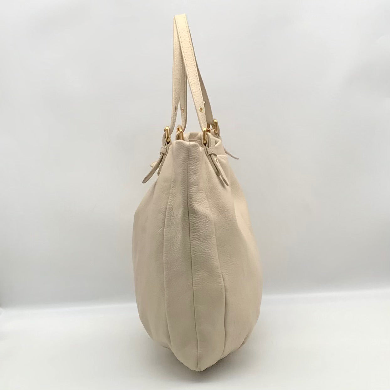 Marc Jacobs Ivory Pebbled Leather Workwear Shoulder Bag