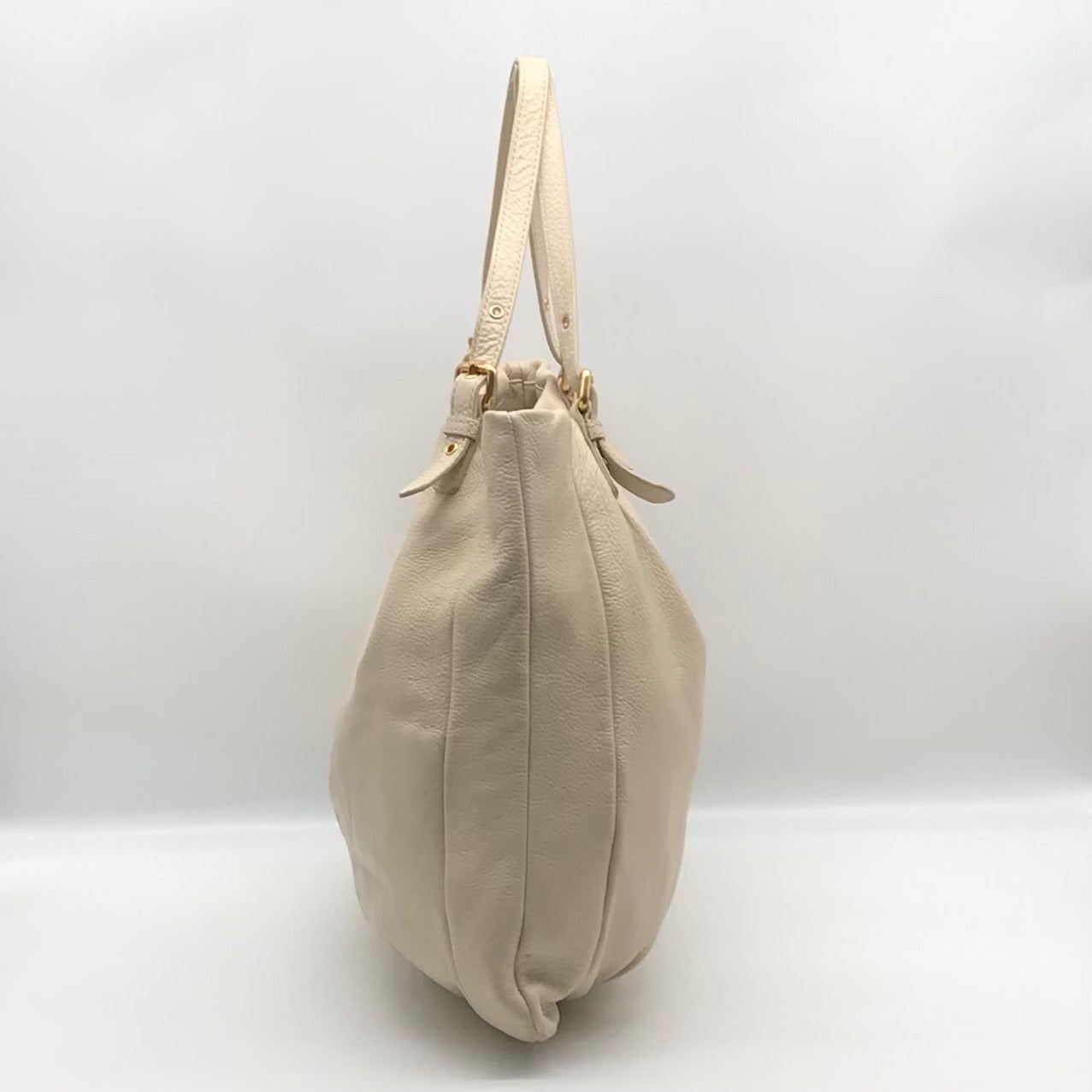 Marc Jacobs Ivory Pebbled Leather Workwear Shoulder Bag