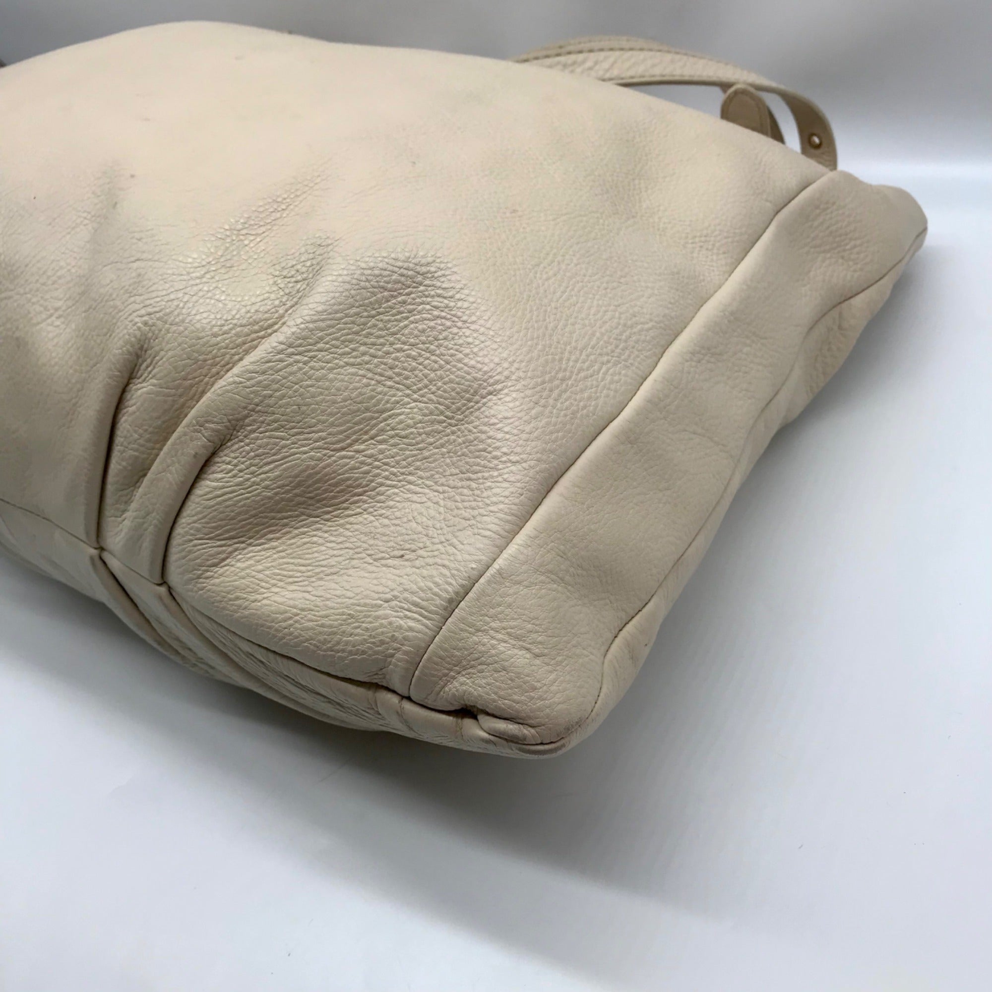 Marc Jacobs Ivory Pebbled Leather Workwear Shoulder Bag