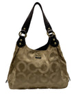 Coach Madison Beige Signature Op Art Sateen Maggie Hobo Shoulder Bag