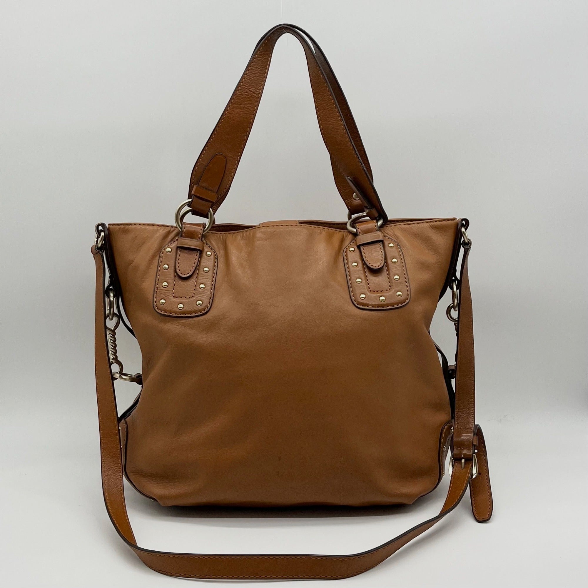 Michael Kors Brown Leather Big Valley North South Tote