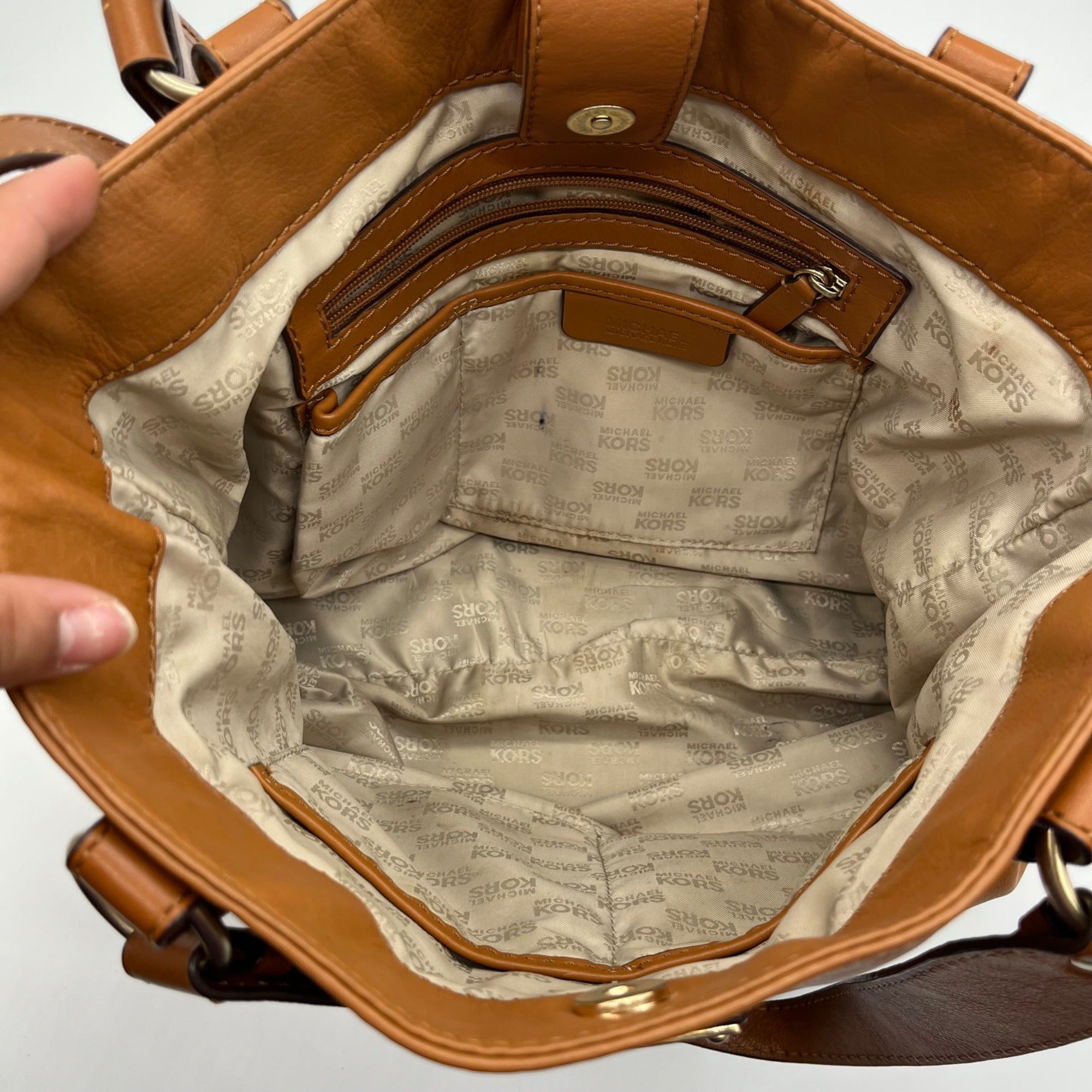 Michael Kors Brown Leather Big Valley North South Tote