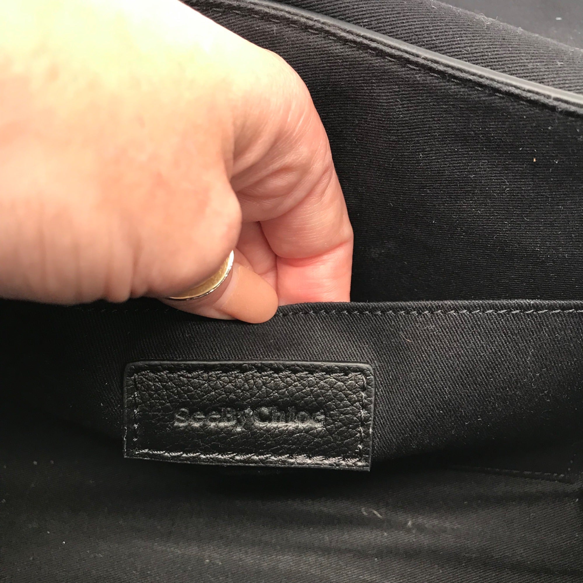 See by Chloé Joan Ladylike Black Leather &amp; Suede Top Handle Satchel