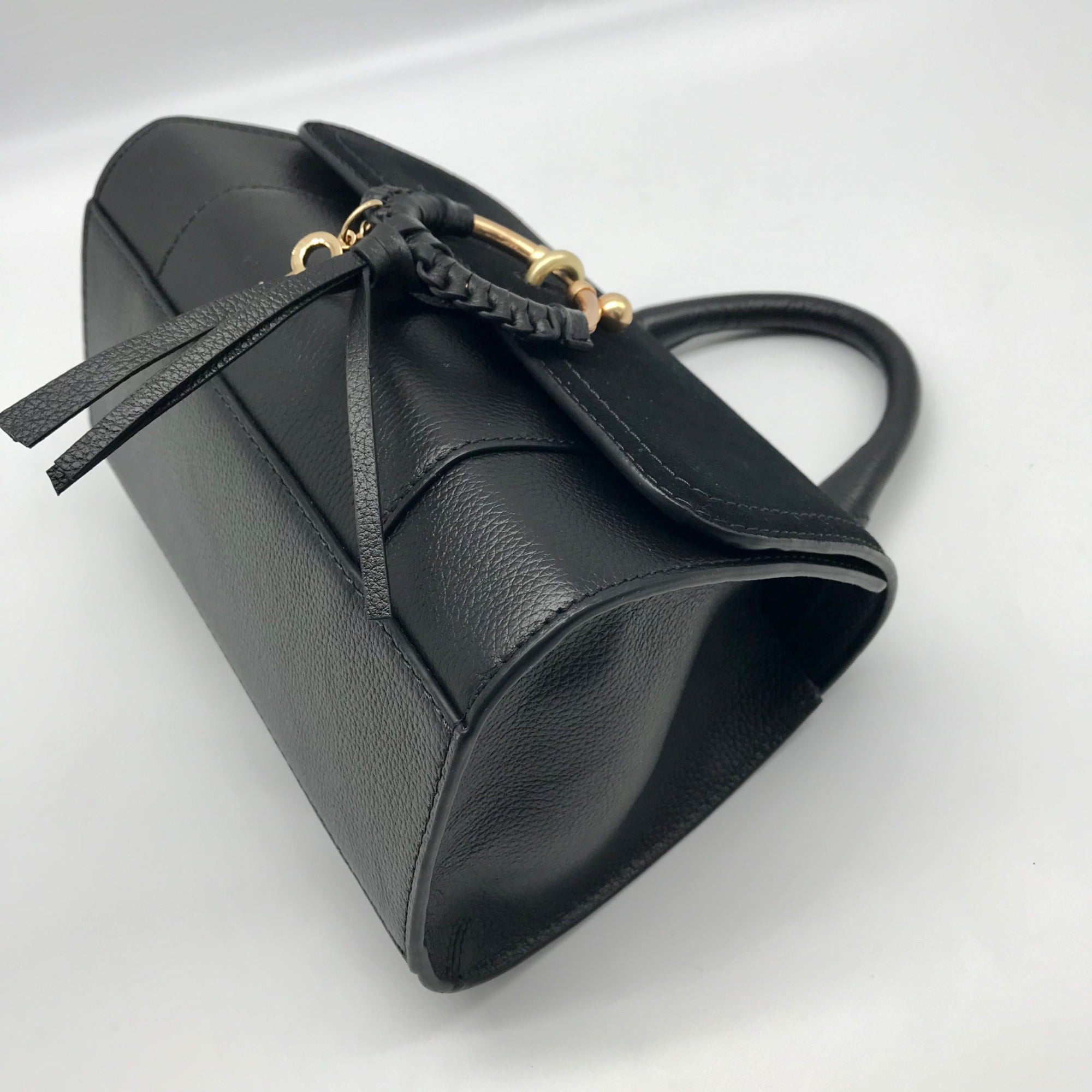 See by Chloé Joan Ladylike Black Leather &amp; Suede Top Handle Satchel