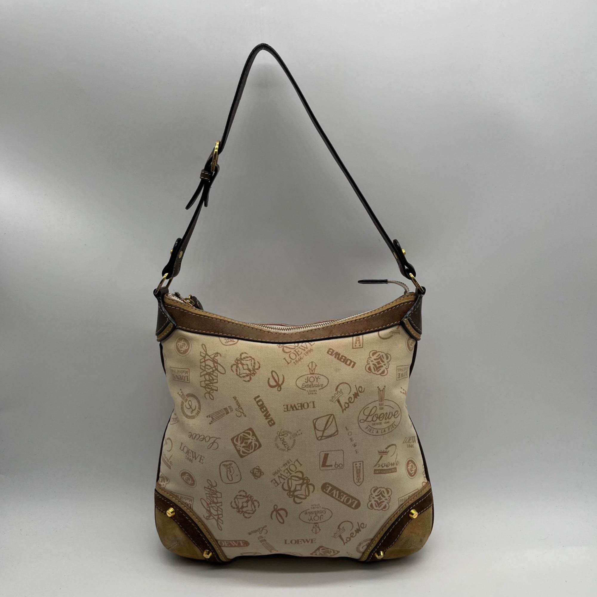 Loewe Tan Canvas Fabric Shoulder Bag