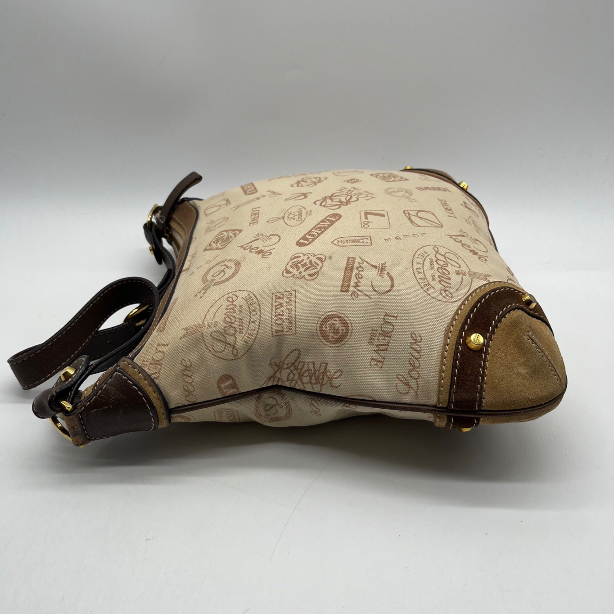 Loewe Tan Canvas Fabric Shoulder Bag
