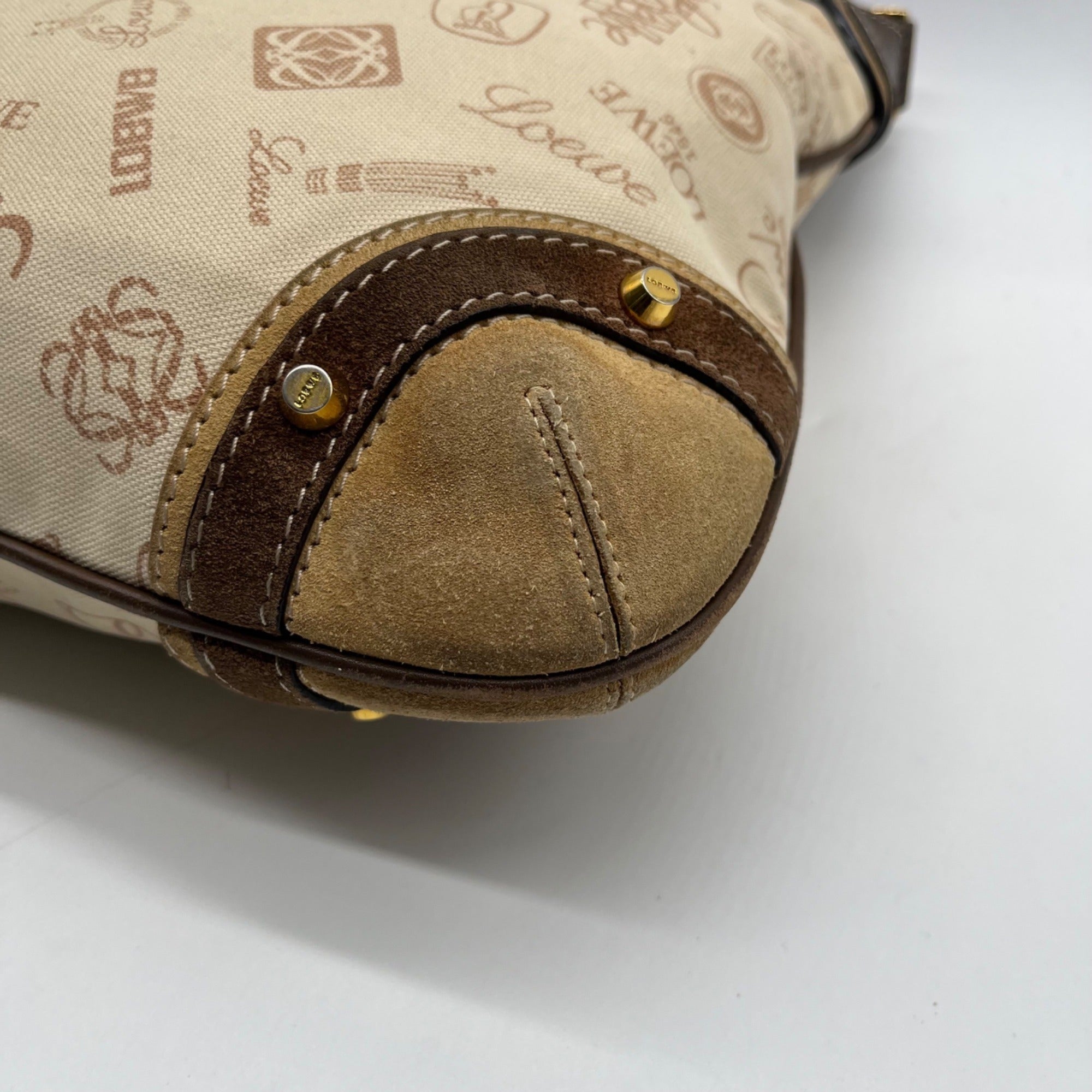 Loewe Tan Canvas Fabric Shoulder Bag
