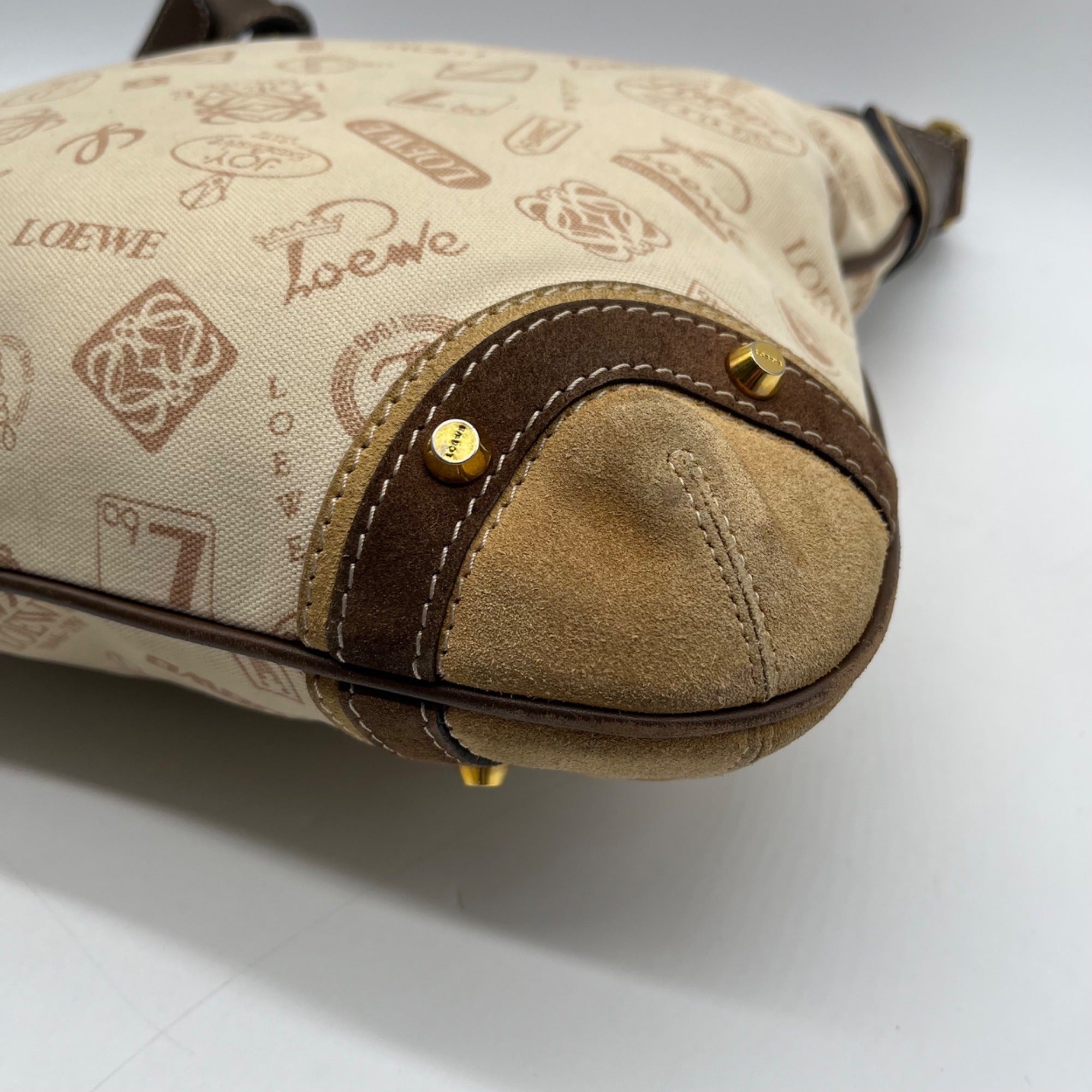 Loewe Tan Canvas Fabric Shoulder Bag