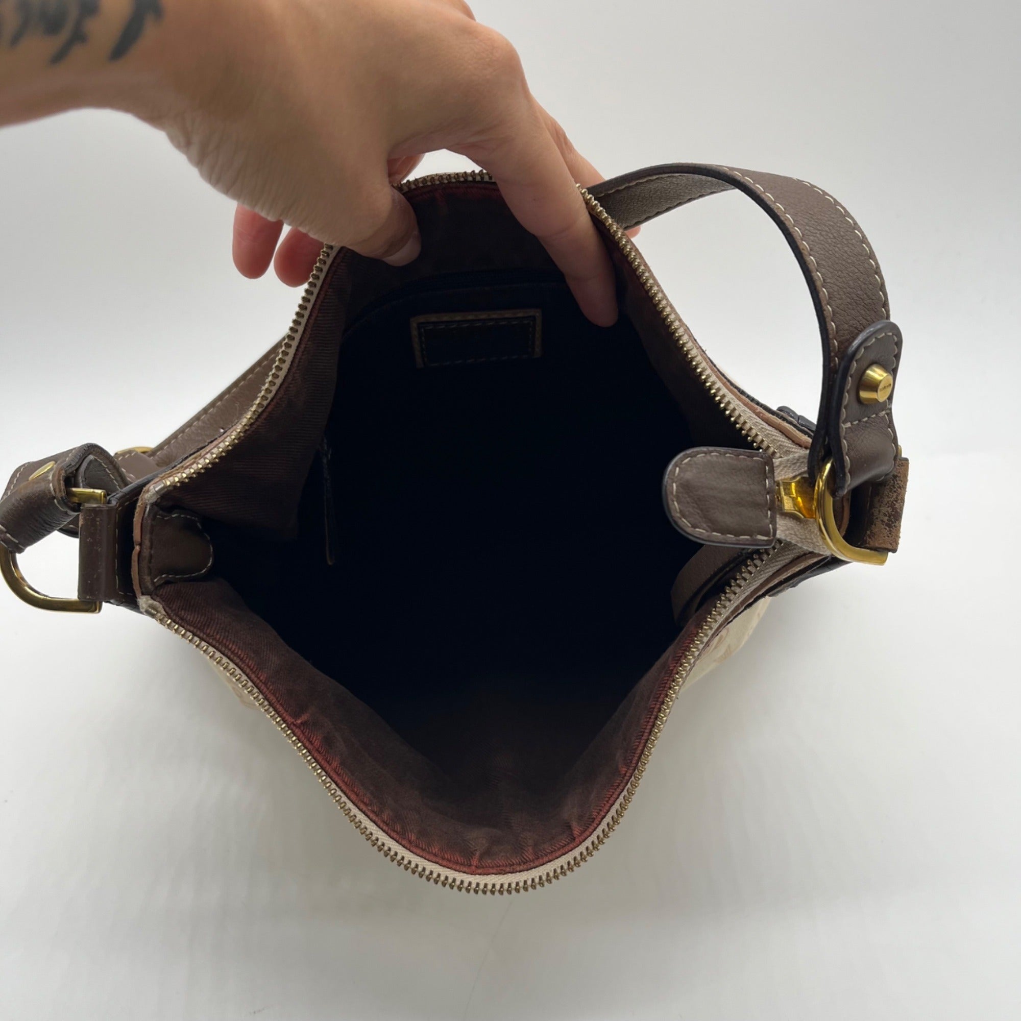 Loewe Tan Canvas Fabric Shoulder Bag