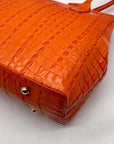 Brahmin Mango Orange Melbourne Leather Crooc Embossed Tonya Tote Bag