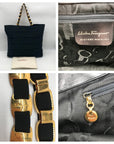 Salvatore Ferragamo Black Tiered Grosgrain Ribbon Tote Bag