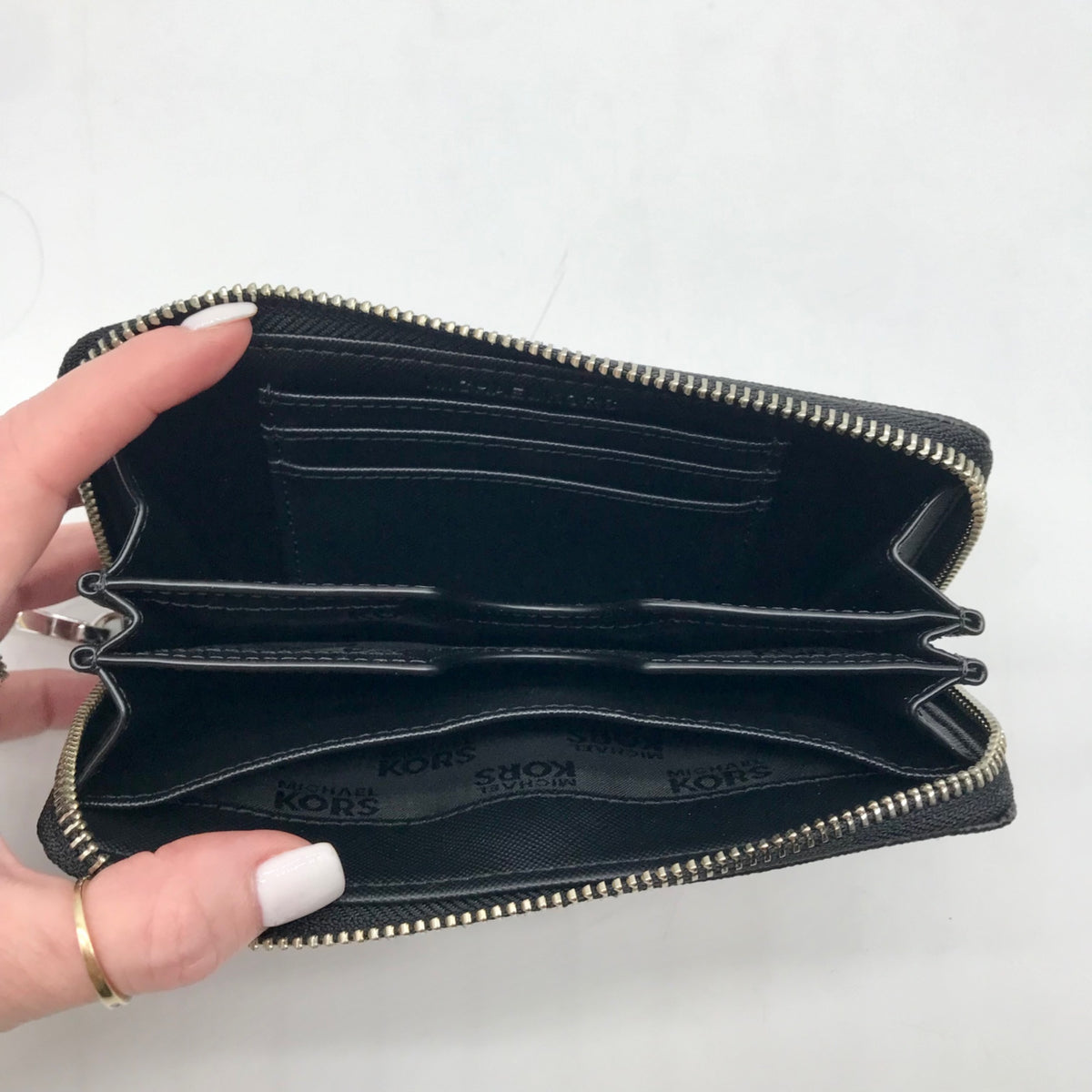 Michael Kors Black Monogram Canvas Fulton Wristlet