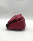 Badgley Mischka Deep Red Chevron-Quilted Faux Leather Shoulder Bag