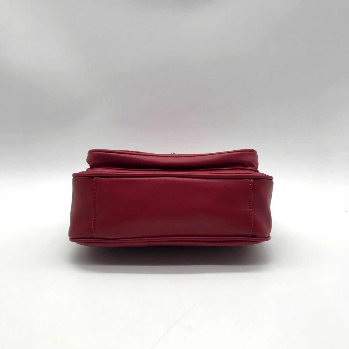 Badgley Mischka Deep Red Chevron-Quilted Faux Leather Shoulder Bag