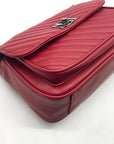 Badgley Mischka Deep Red Chevron-Quilted Faux Leather Shoulder Bag