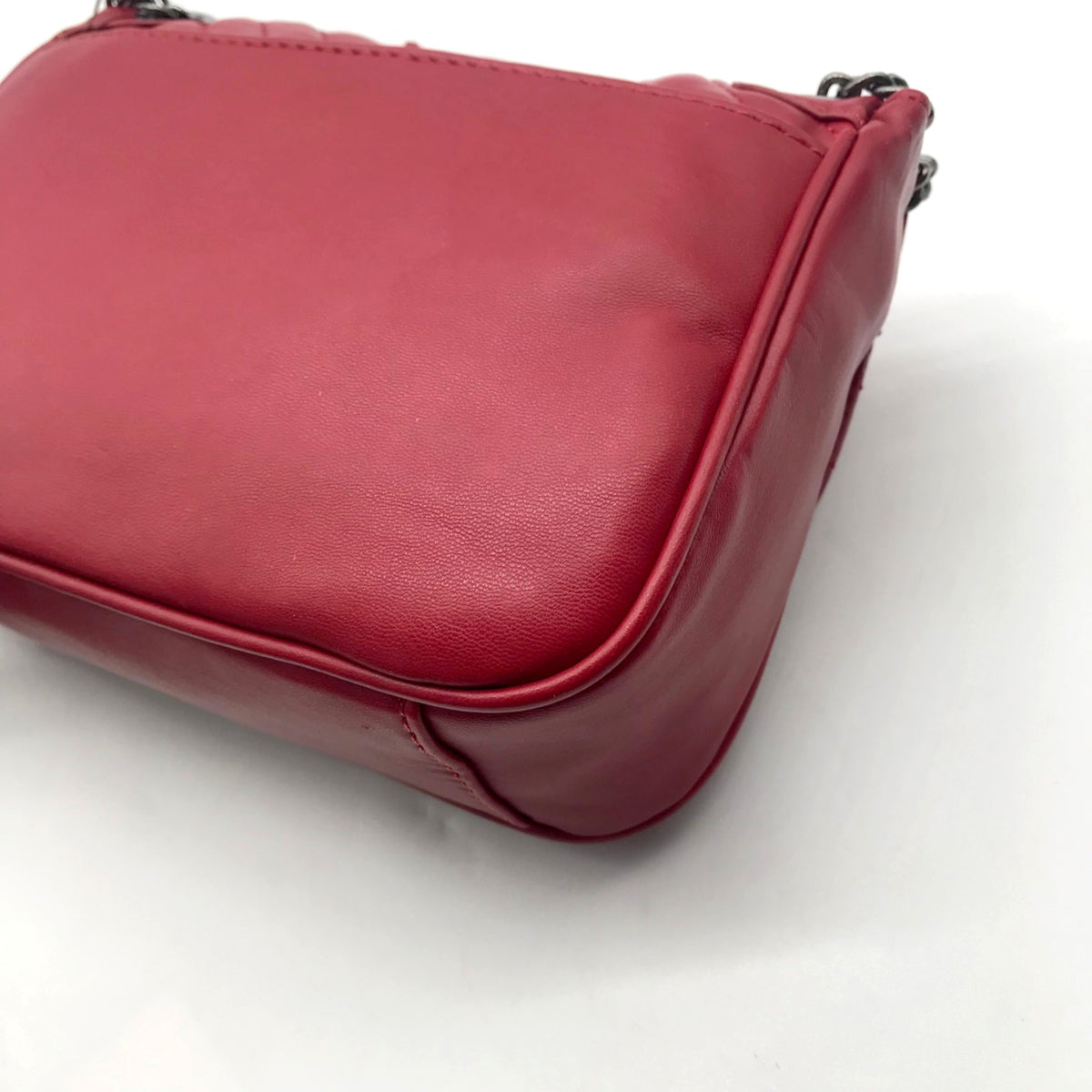 Badgley Mischka Deep Red Chevron-Quilted Faux Leather Shoulder Bag