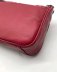Badgley Mischka Deep Red Chevron-Quilted Faux Leather Shoulder Bag