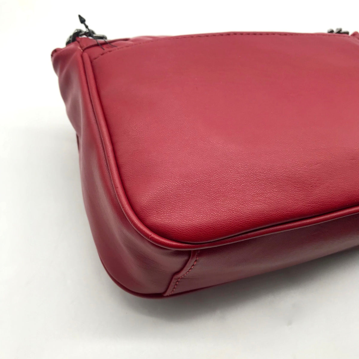 Badgley Mischka Deep Red Chevron-Quilted Faux Leather Shoulder Bag