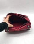 Badgley Mischka Deep Red Chevron-Quilted Faux Leather Shoulder Bag