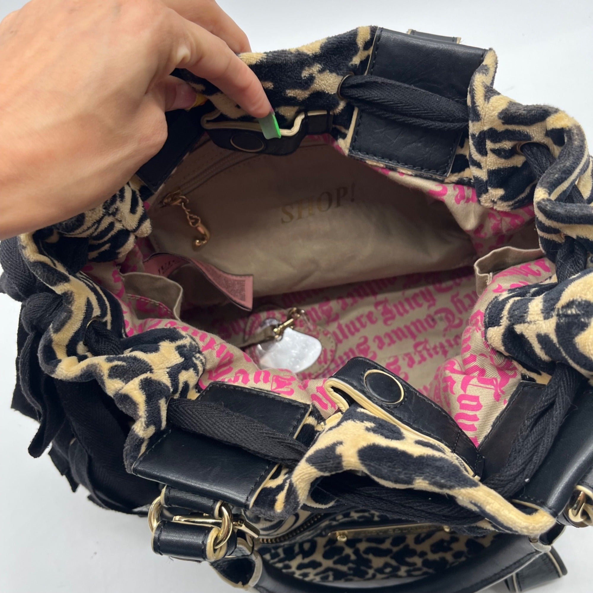 Juicy Couture Leopard Print Velvet Tote Bag