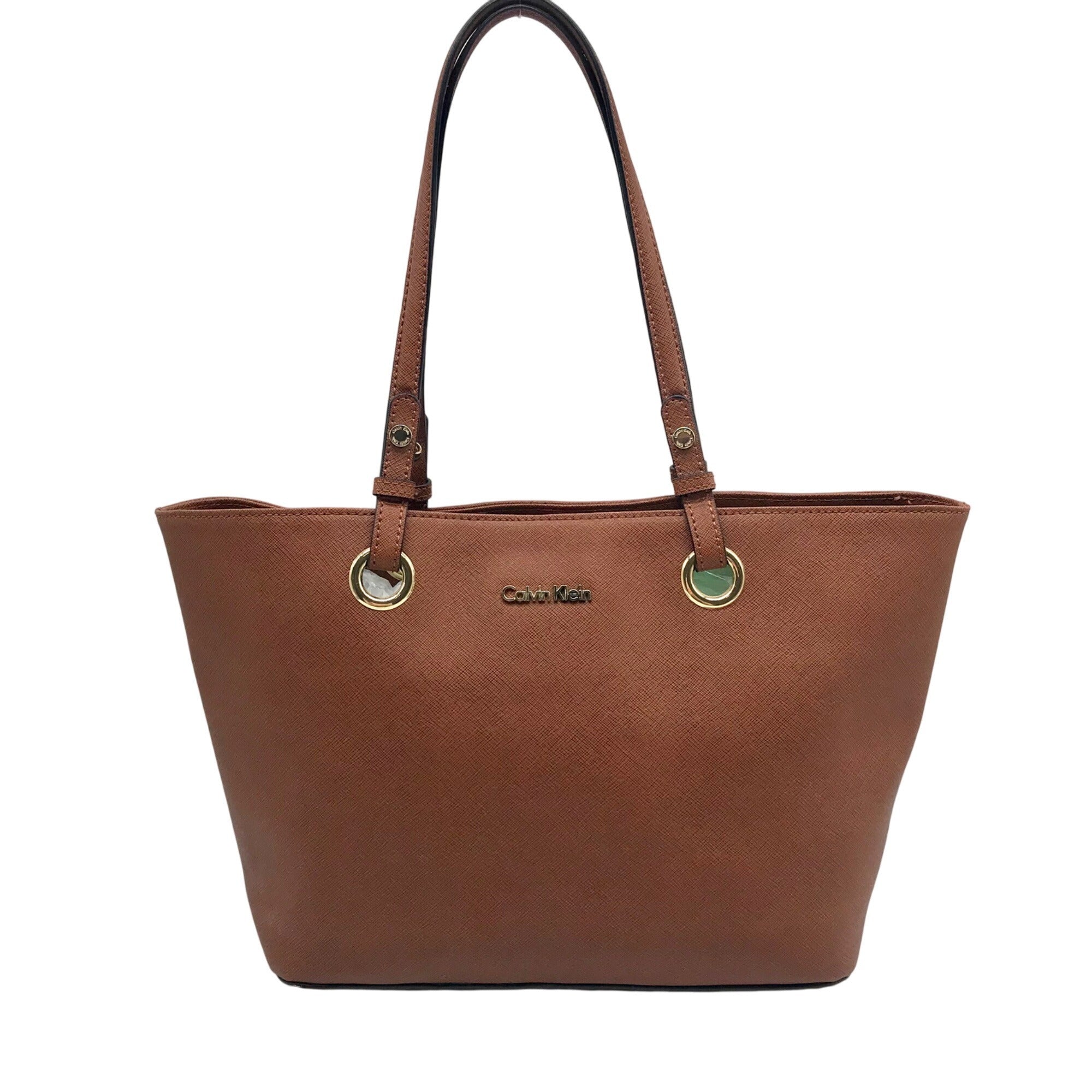 Calvin Klein Brown Saffiano Leather Tote Bag