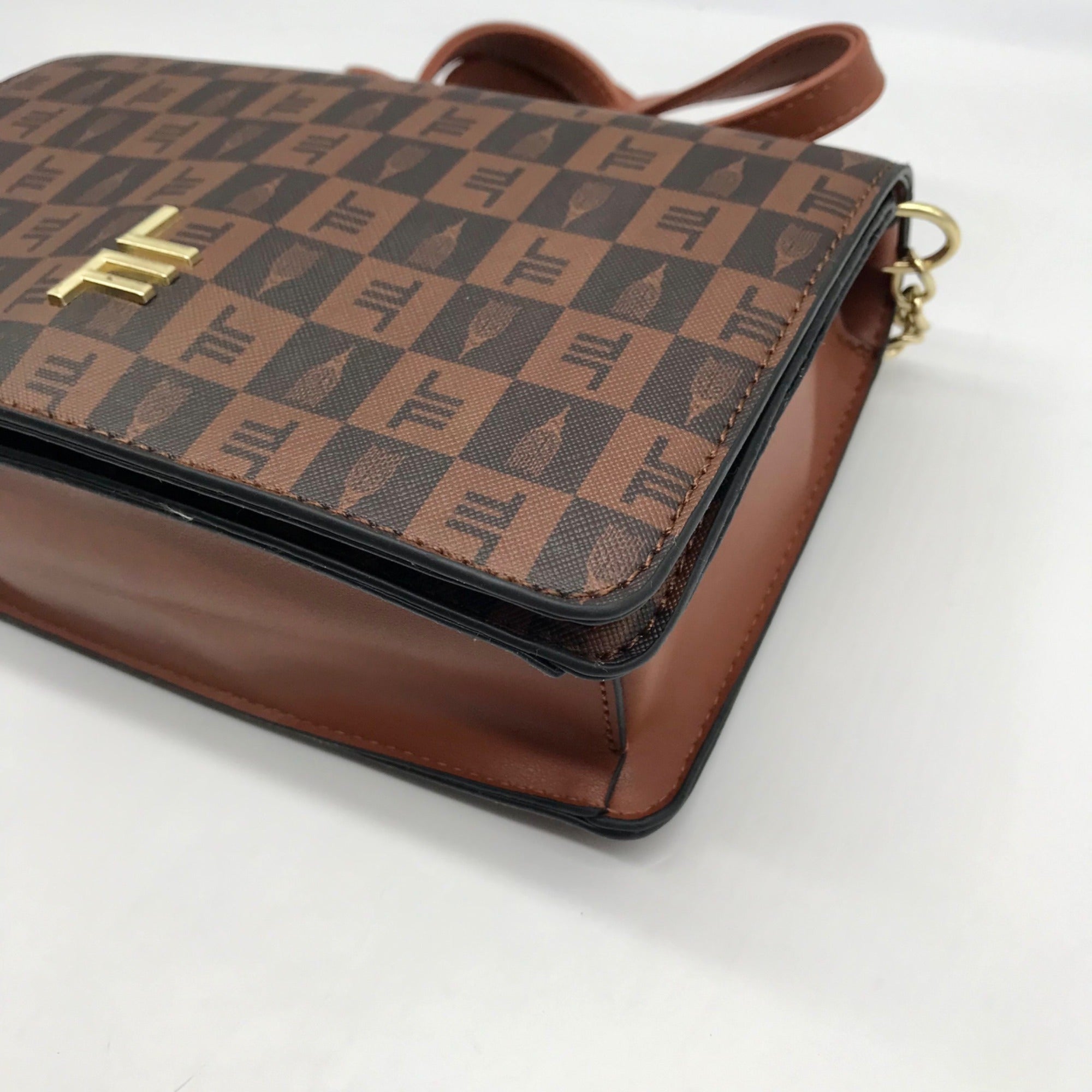 London Fog Brown Faux Leather Marci Crossbody